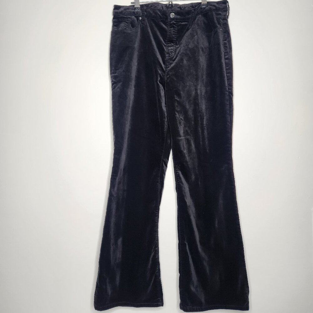 Chicos Velvet Black Flare Leg Pants‎ Womens Size 12 Regular Holiday